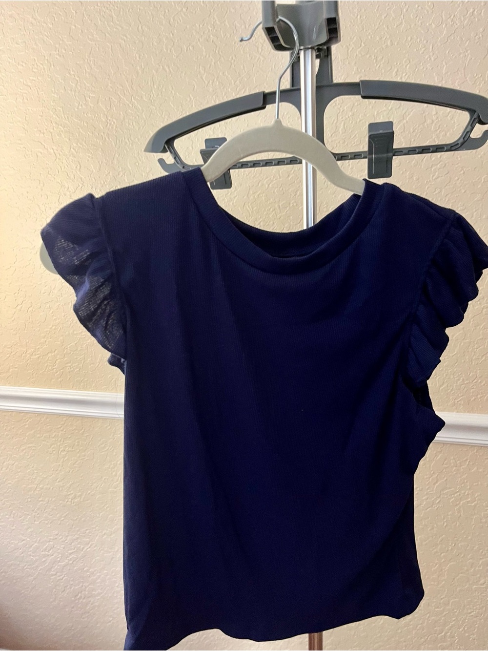 Ruffled Sleeve Top in Blue Size XL Like New